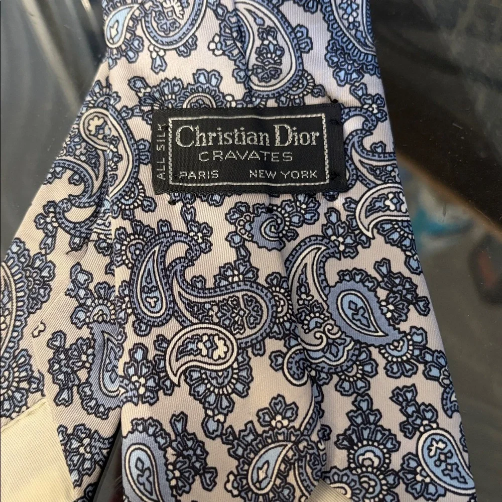 Dior Blue/White Paisley Silk Tie “Cravates” Vintage